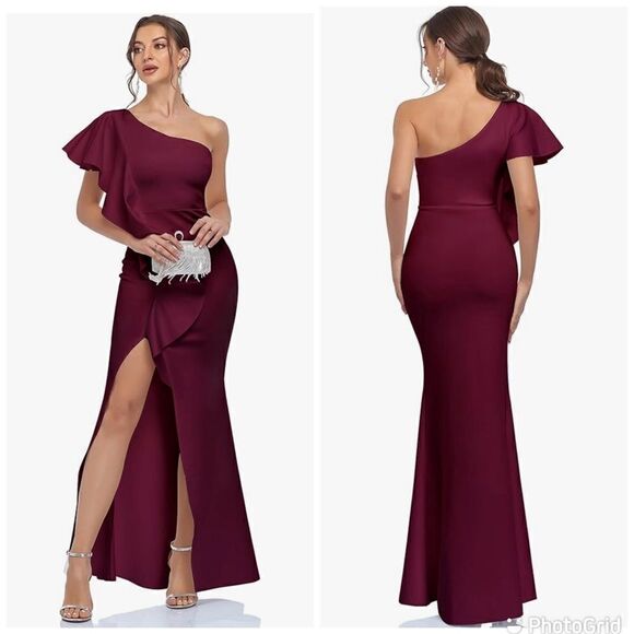 NWT One Shoulder Mermaid Evening Dress Long Formal Cocktail Dress - Picture 1 of 14